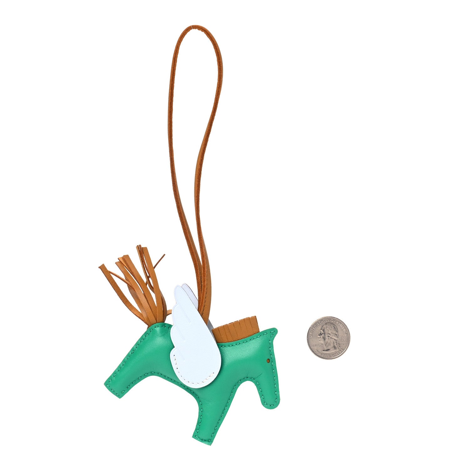 Hermes Milo Lambskin Grigri Rodeo Pegase Horse Bag Charm PM Menthe Sesame Bleu Brume 2 of 4