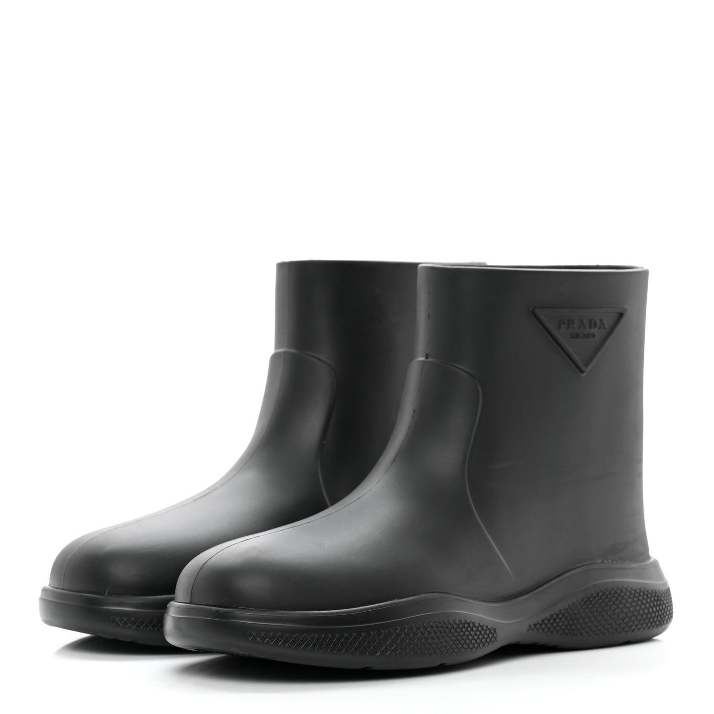 Soft Mellow Rubber Triangle Logo Embossed Womens 25mm Booties 41 Black