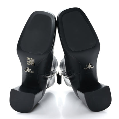 Prada Vitello Metal Triangle Logo Zip 65mm Boots 38 Black 5 of 6
