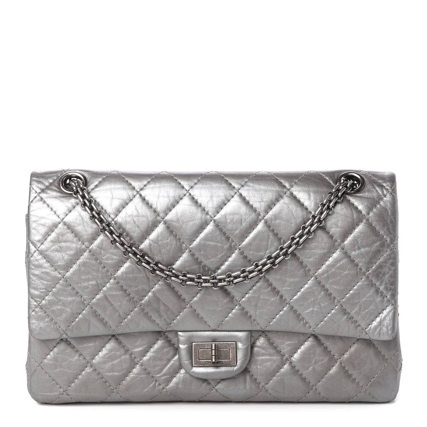 Metallic Aged Calfskin Quilted 2.55 Reissue 226 Flap Silver