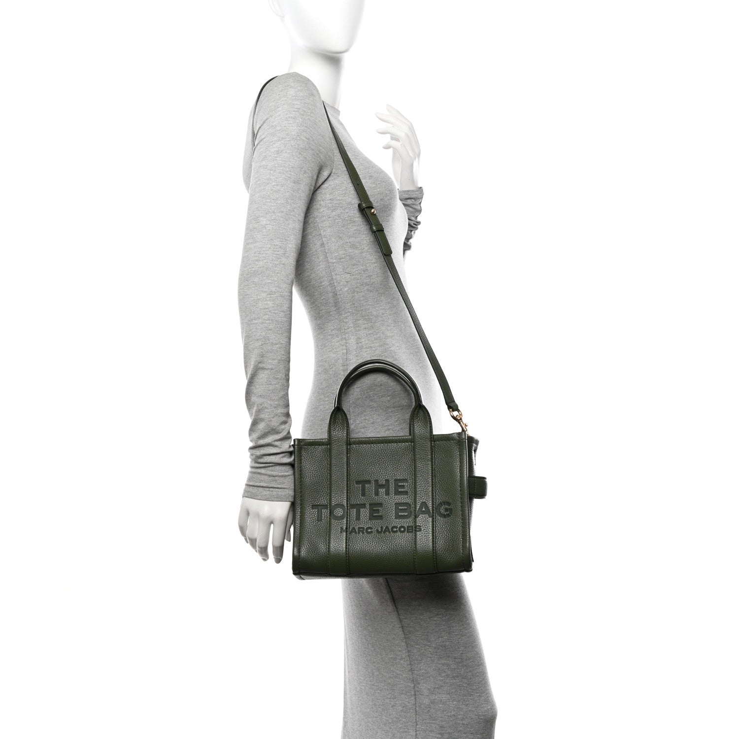 Marc Jacobs Grained Calfskin Small The Tote Bag Bronze Green 2 of 10