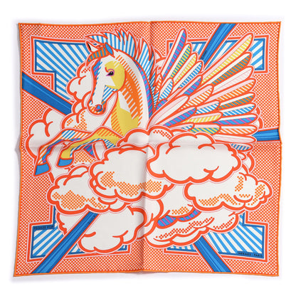 Hermes Silk Pegase Pop Scarf 45 Orange Turquoise Jaune 1 of 4