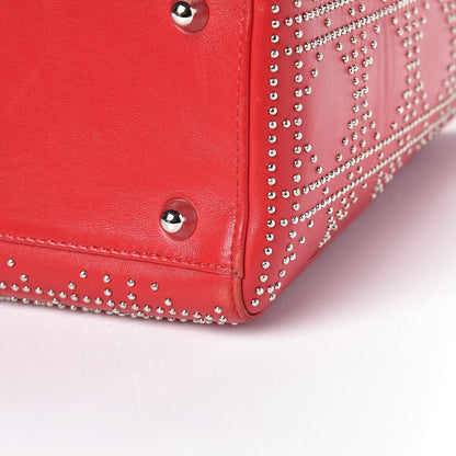 Christian Dior Lambskin Cannage Studded Large Lady Dior Red 13 of 13