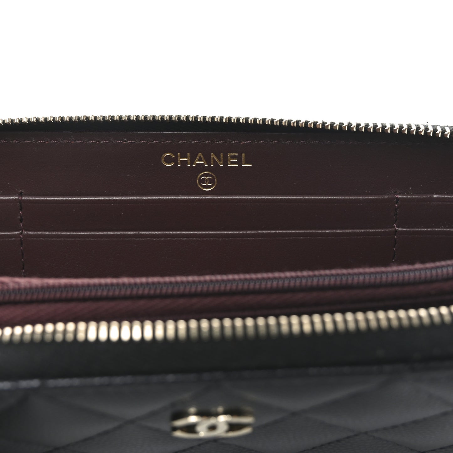 Caviar Quilted Medium Zip Around Wallet Black