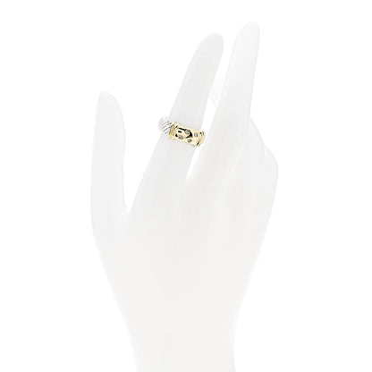 David Yurman Sterling Silver 18K Yellow Gold Diamond 8mm Metro Cable Ring 52 6 2 of 5