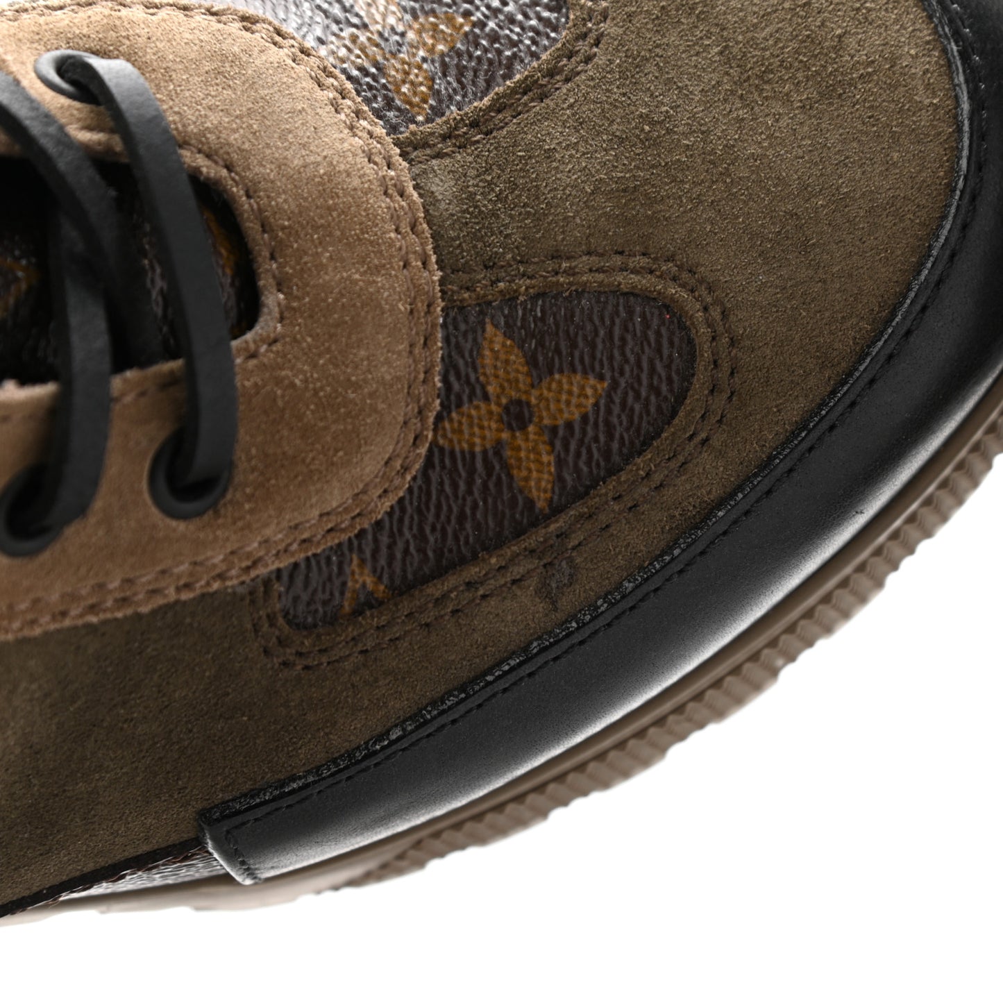Suede Calfskin Monogram Laureate Platform Desert Boots 38 Taupe