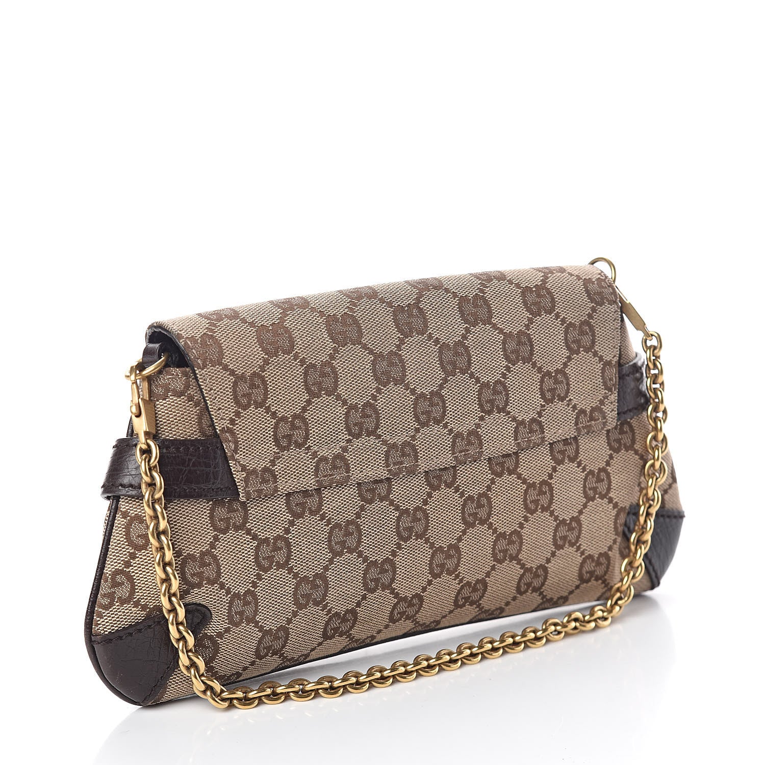 Gucci Monogram Horsebit Clutch Dark Brown 3 of 7