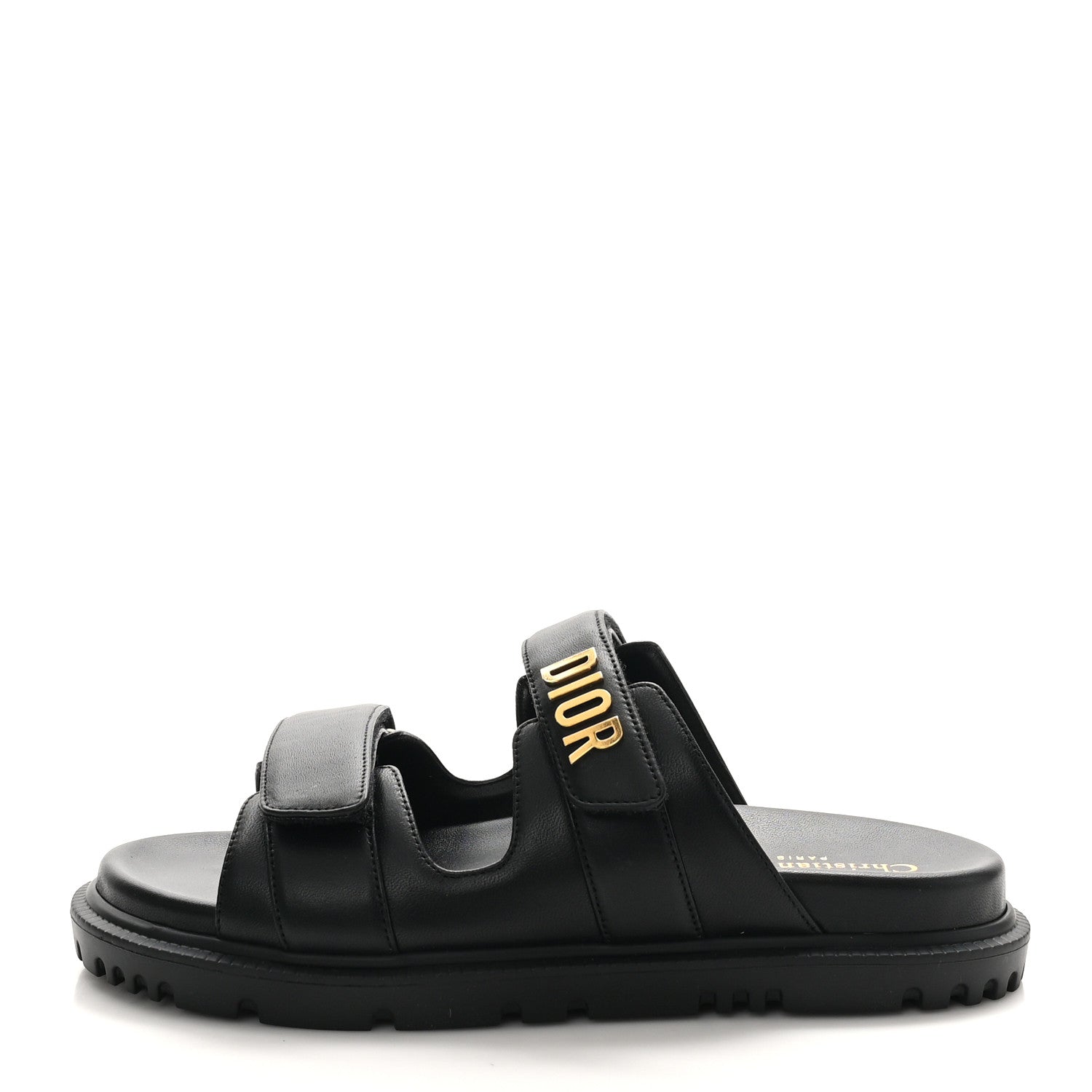 Christian Dior Lambskin Dioract 10mm Slide Sandals 38.5 Black 1 of 9