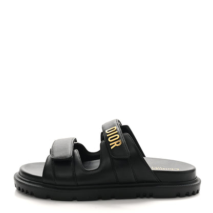 Christian Dior Lambskin Dioract 10mm Slide Sandals 38.5 Black 1 of 9