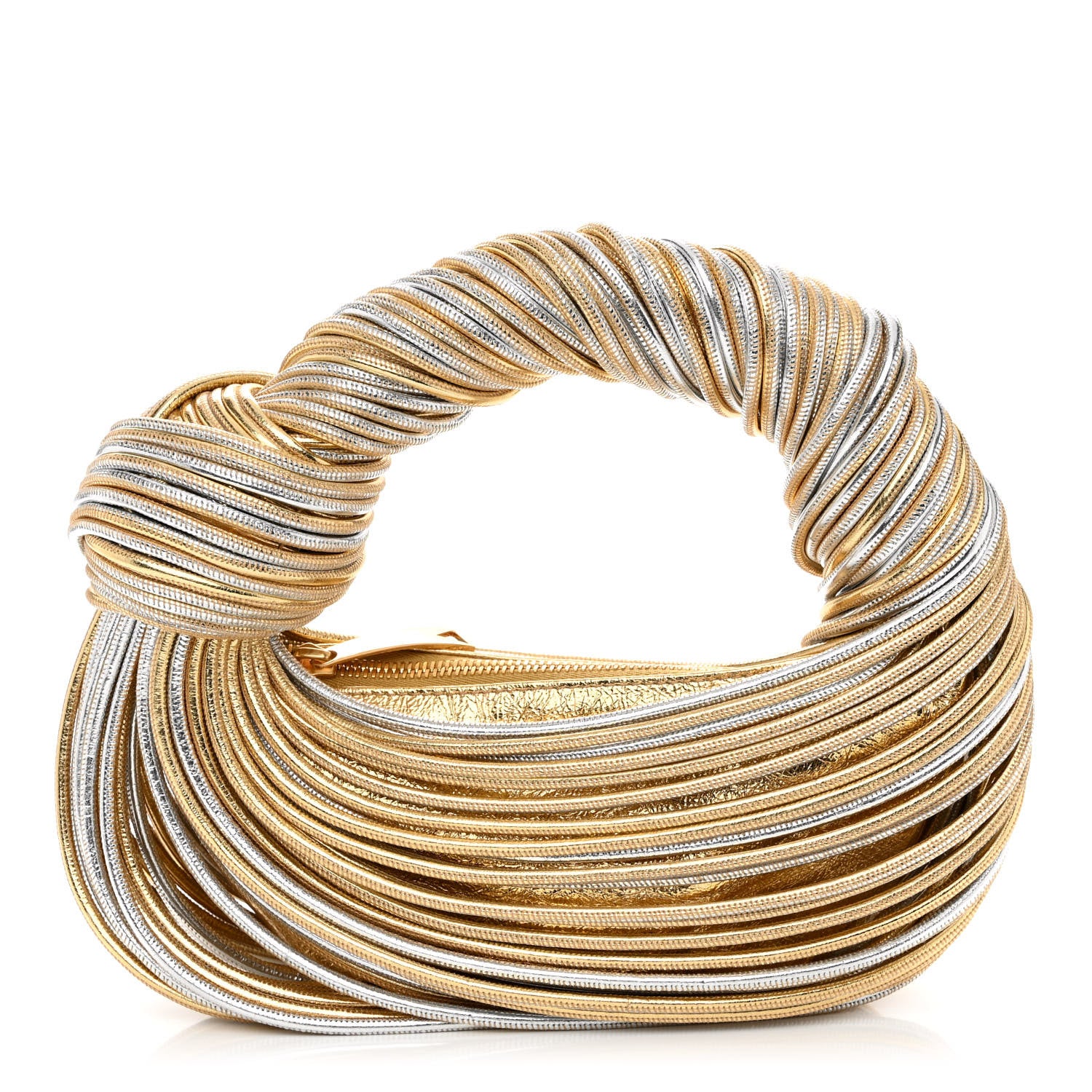 Bottega Veneta Tubular Laminated Lambskin Mini Jodie Gold Silver 1 of 9