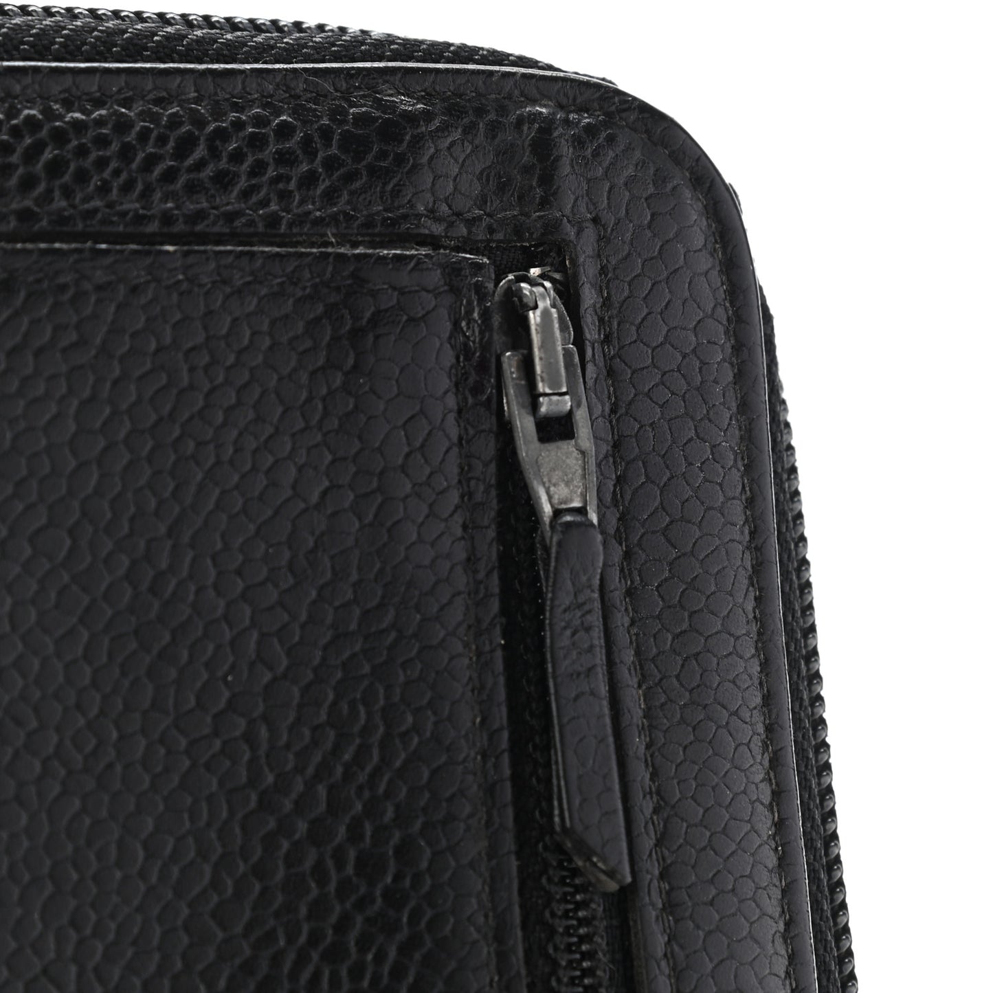 Caviar Large Timeless CC Zip Around Wallet Black