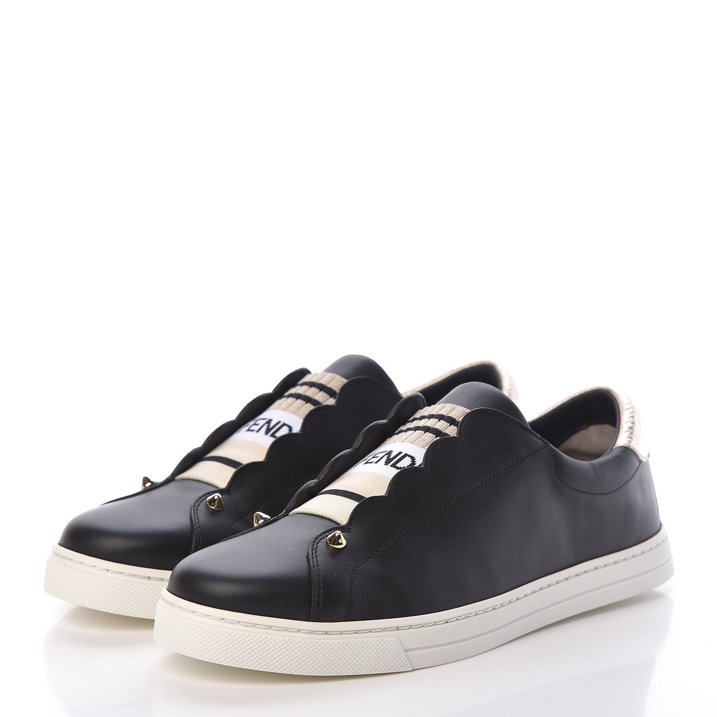 Vitello Lurex Rockoclick Slip On Sneakers 39.5 Black Gold