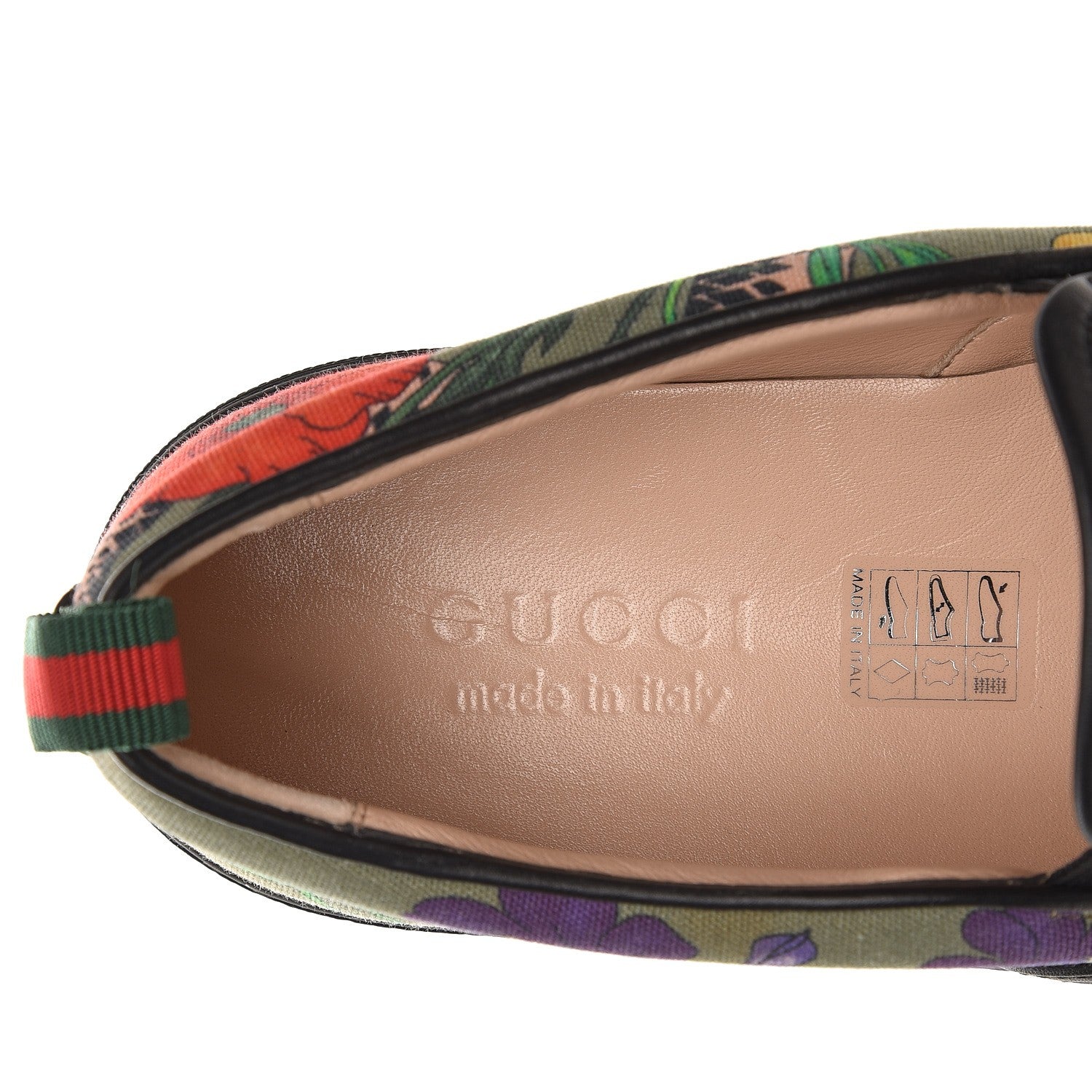 Gucci Canvas Miro Soft Calfskin Web Floral Snake Print Mens Dublin Slip On Sneakers 9.5 Militare Multicolor Black 6 of 10