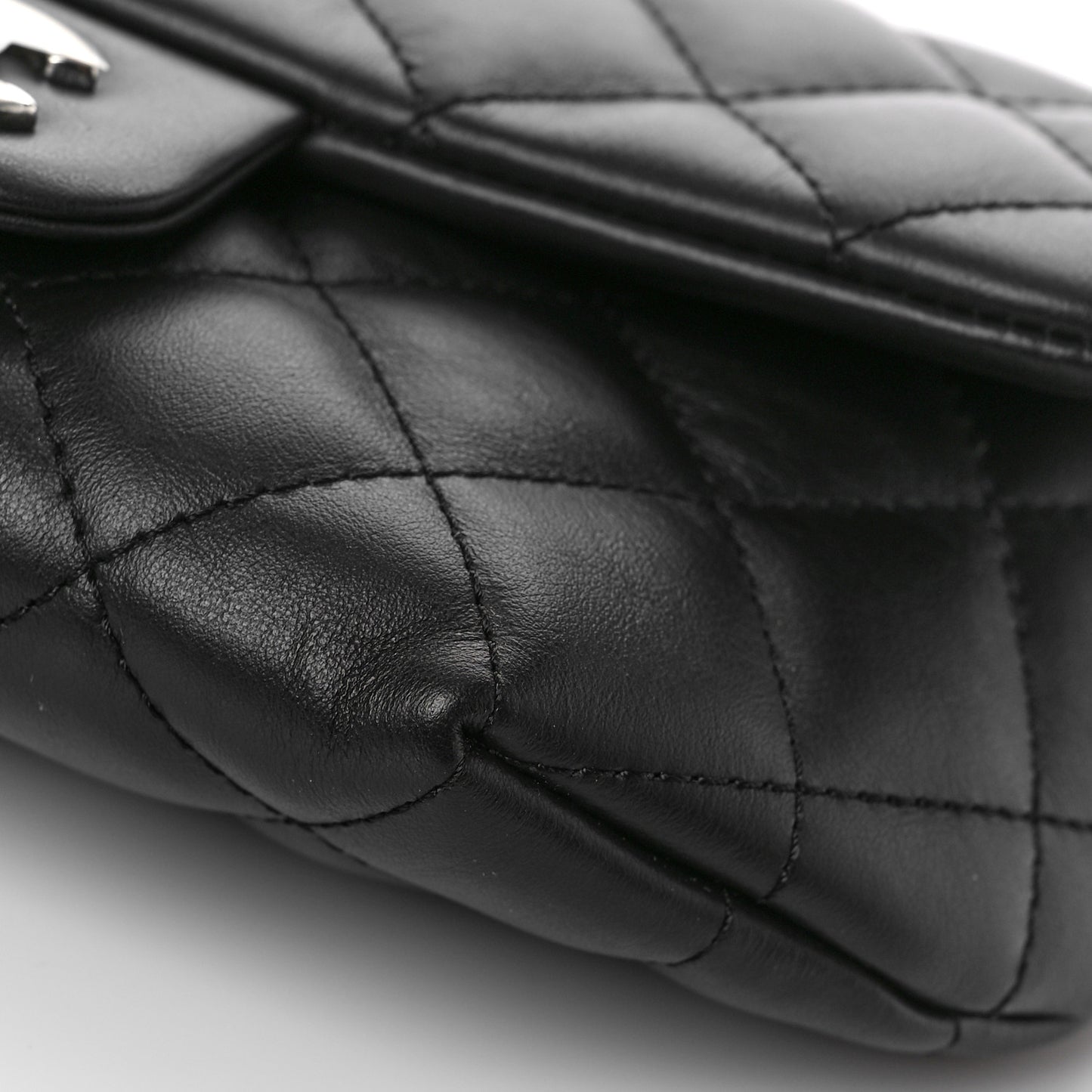 Calfskin Quilted CC Uniform Flap Belt Bag Black