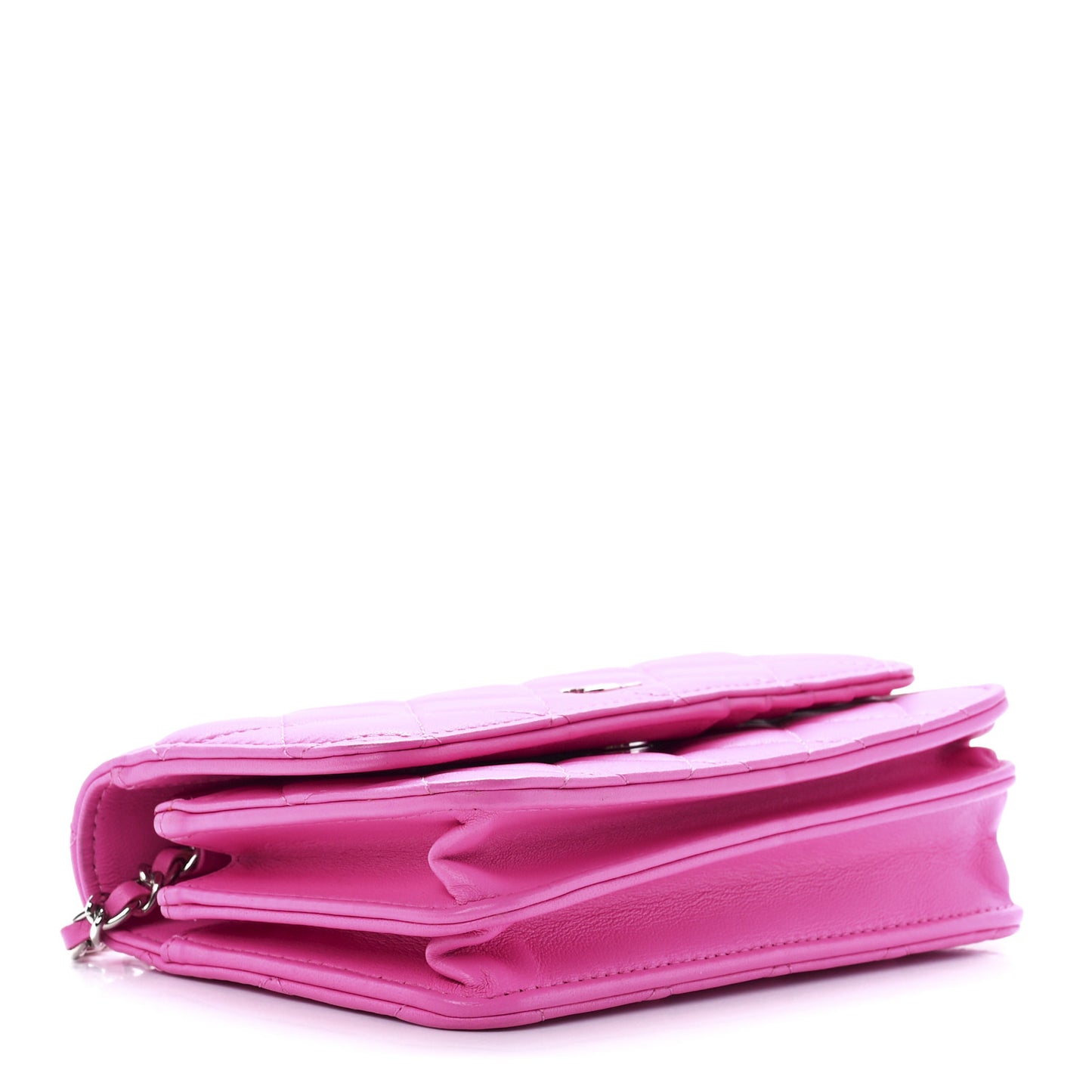 Lambskin Quilted Mini Wallet On Chain WOC Pink