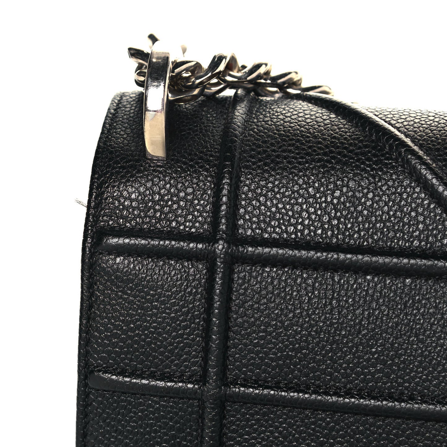 Grained Calfskin Medium Diorama Flap Bag Black