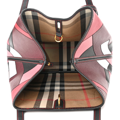 Burberry Grainy Calfskin Patchwork Medium Honeybrook Tote Pink Multicolor 5 of 11