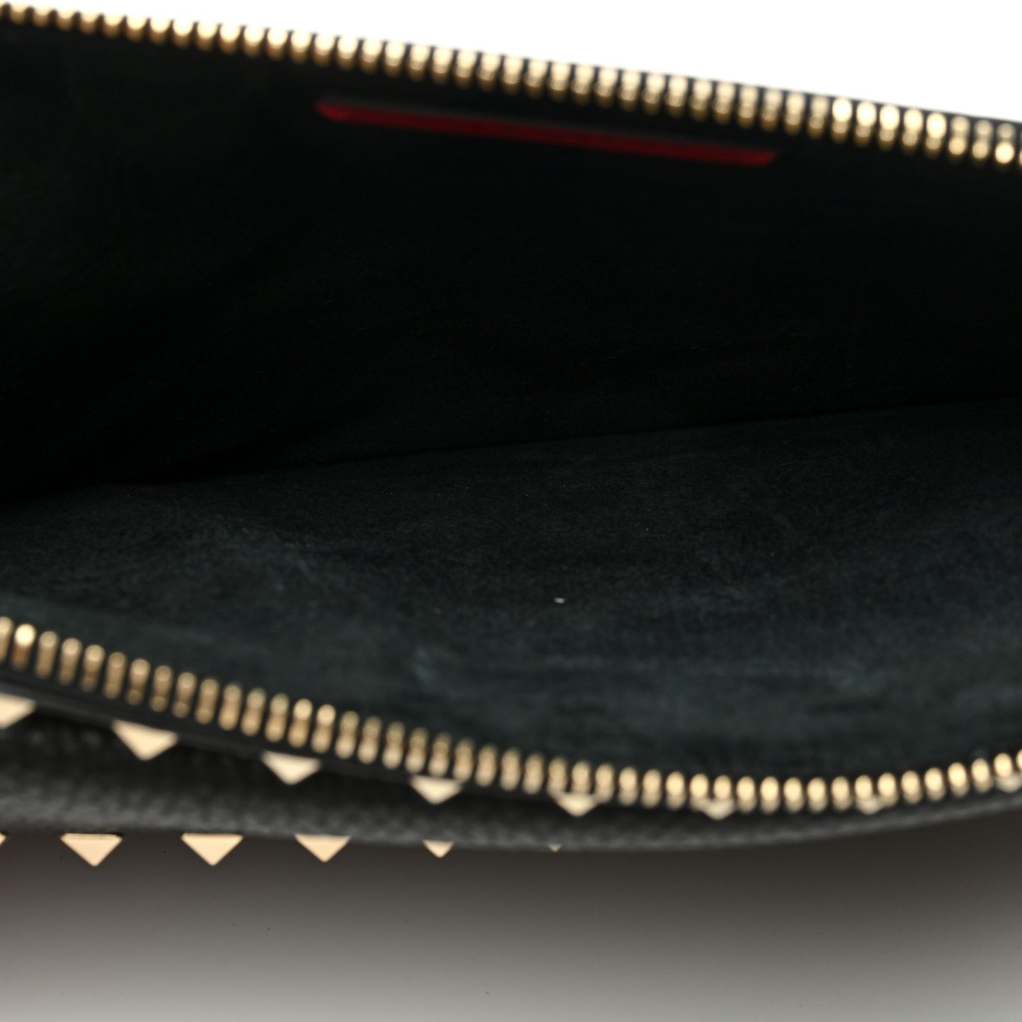 Pebbled Calfskin Large Rockstud Wristlet Clutch Black