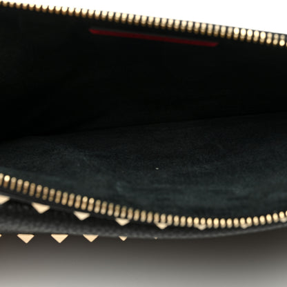 Valentino Garavani Pebbled Calfskin Large Rockstud Wristlet Clutch Black 5 of 7
