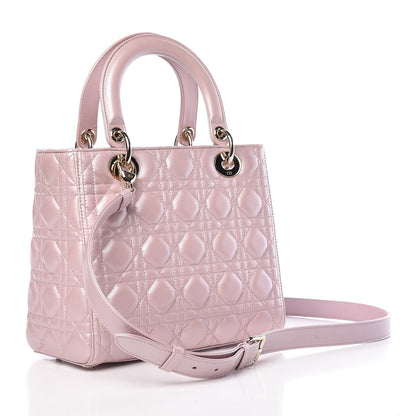 Christian Dior Pearly Lambskin Cannage Medium Lady Dior Lotus 3 of 10
