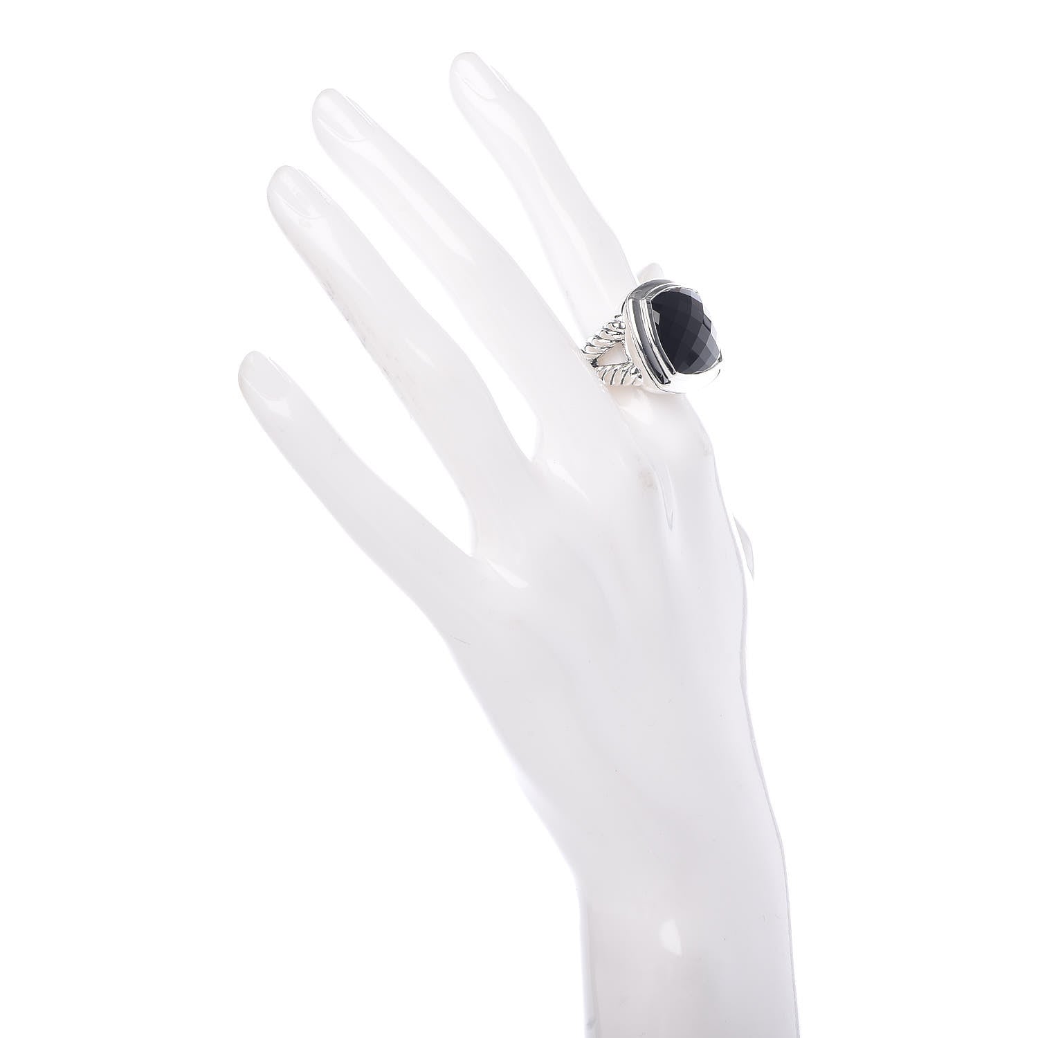David Yurman Sterling Silver Black Onyx 16mm Albion Ring 52 6 2 of 5
