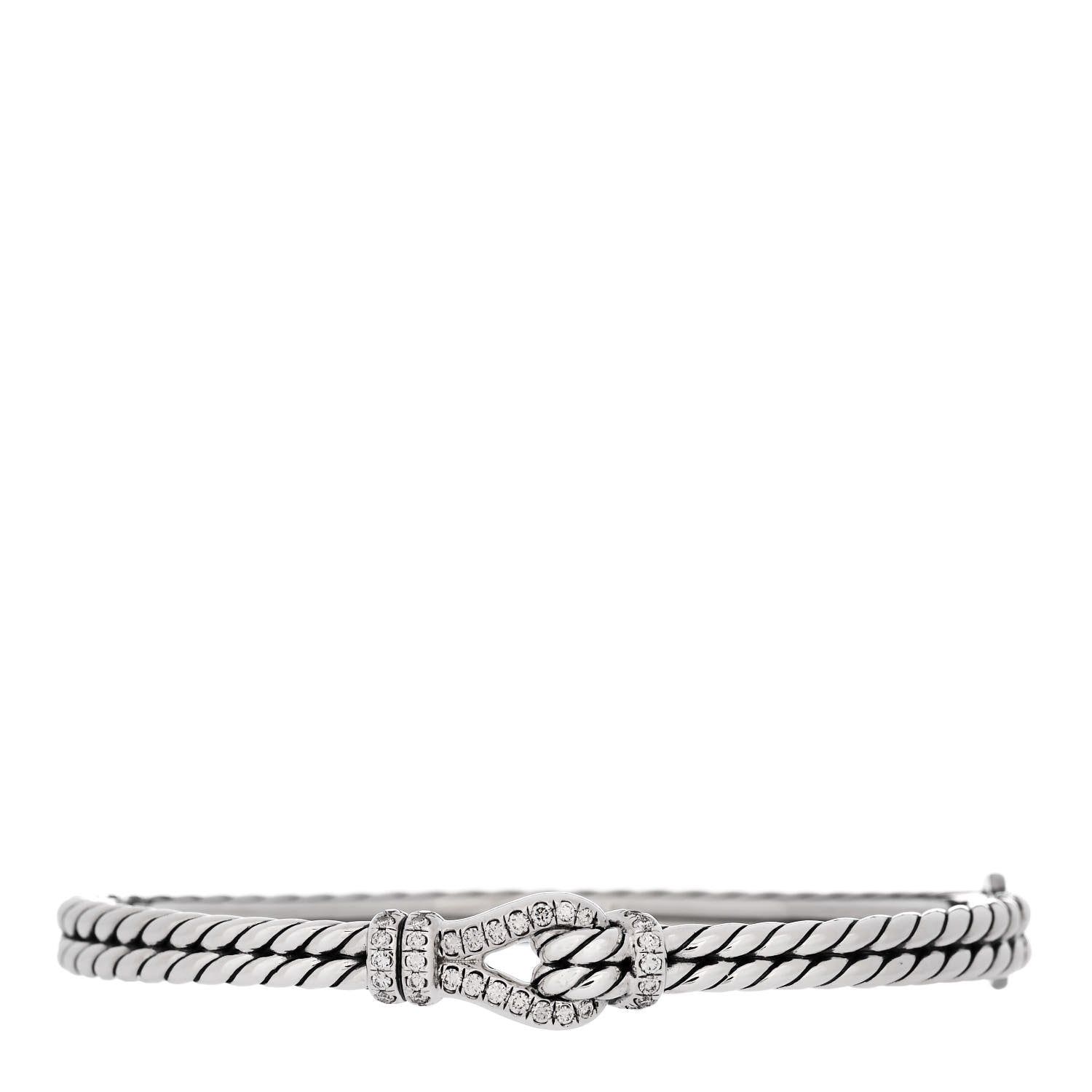 David Yurman Sterling Silver Diamond 5.5mm Thoroughbred Loop Bracelet 1 of 3