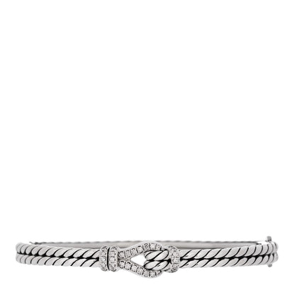 David Yurman Sterling Silver Diamond 5.5mm Thoroughbred Loop Bracelet 1 of 3