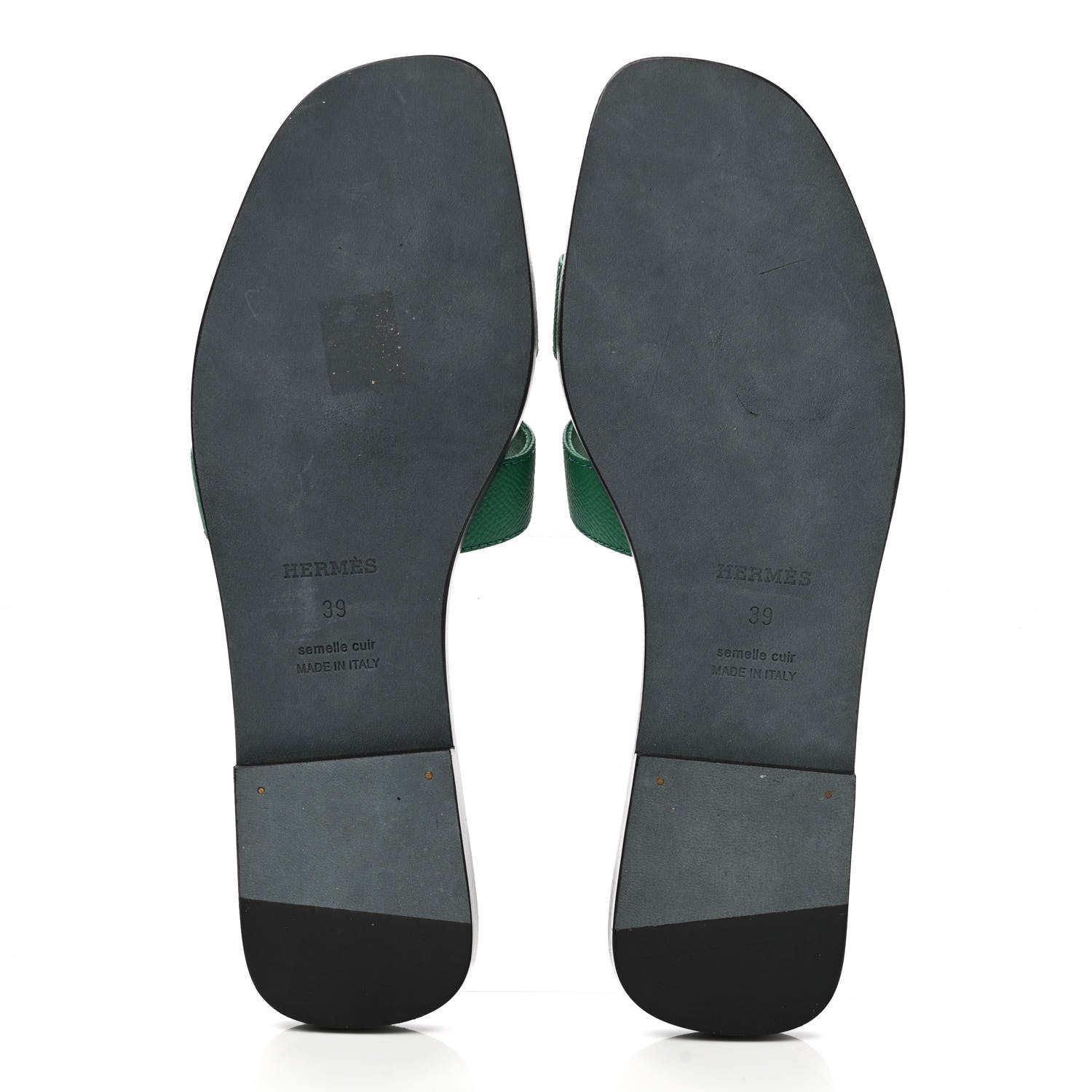 Hermes Epsom Oran Sandals 39 Vert Emeraude 5 of 9