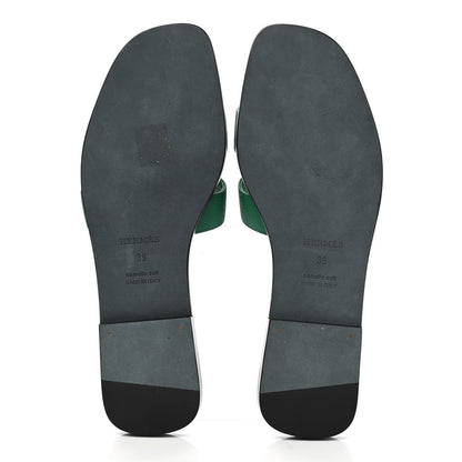 Hermes Epsom Oran Sandals 39 Vert Emeraude 5 of 9