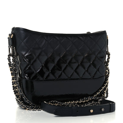 Chanel Patent Goatskin Quilted Medium Gabrielle Hobo Black 3 of 10