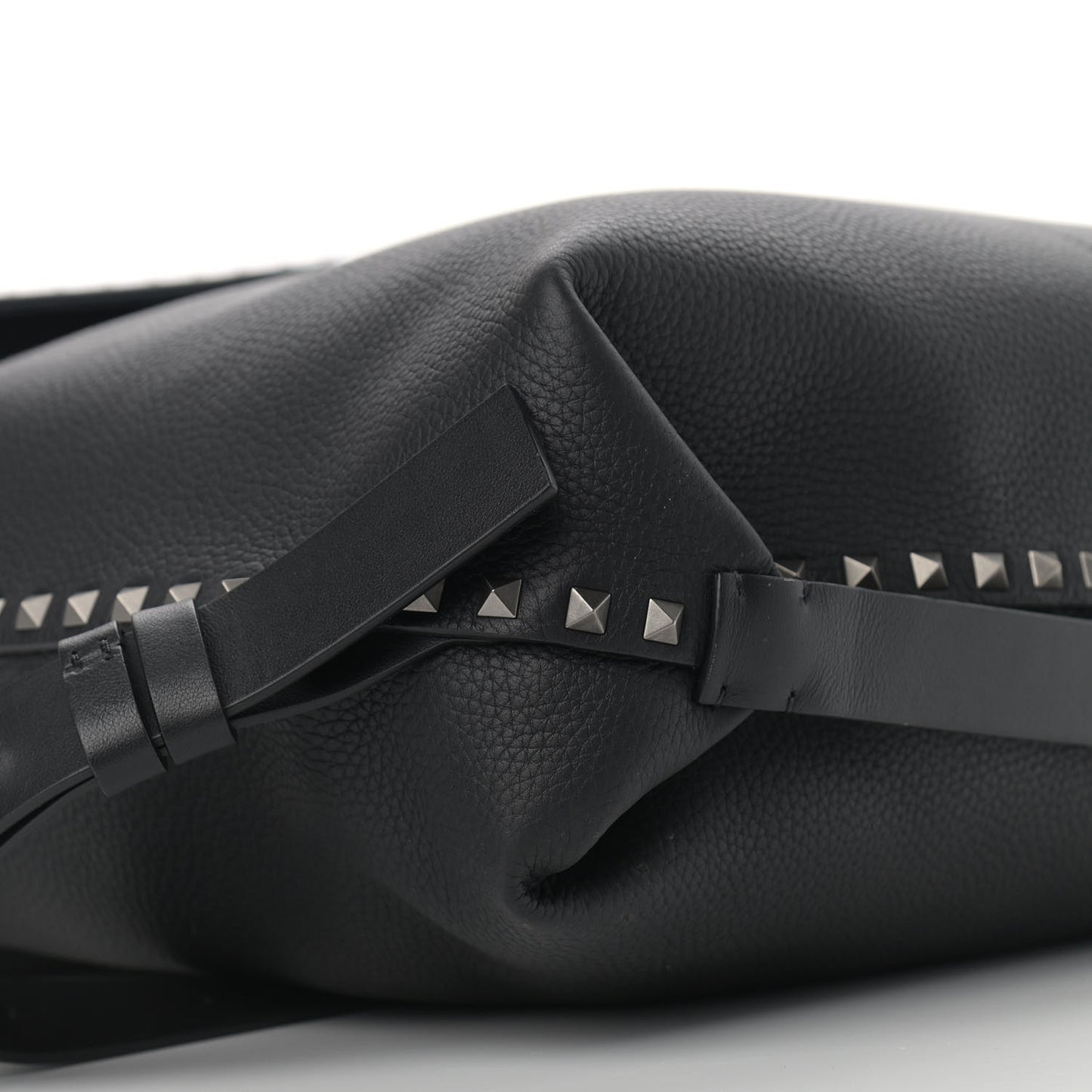 Grained Calfskin Rockstud Backpack Black