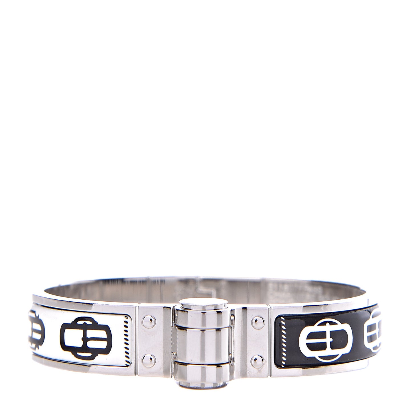 Enamel Printed Narrow Charniere Boucleries Modernes Hinged Bracelet S Positif Negatif