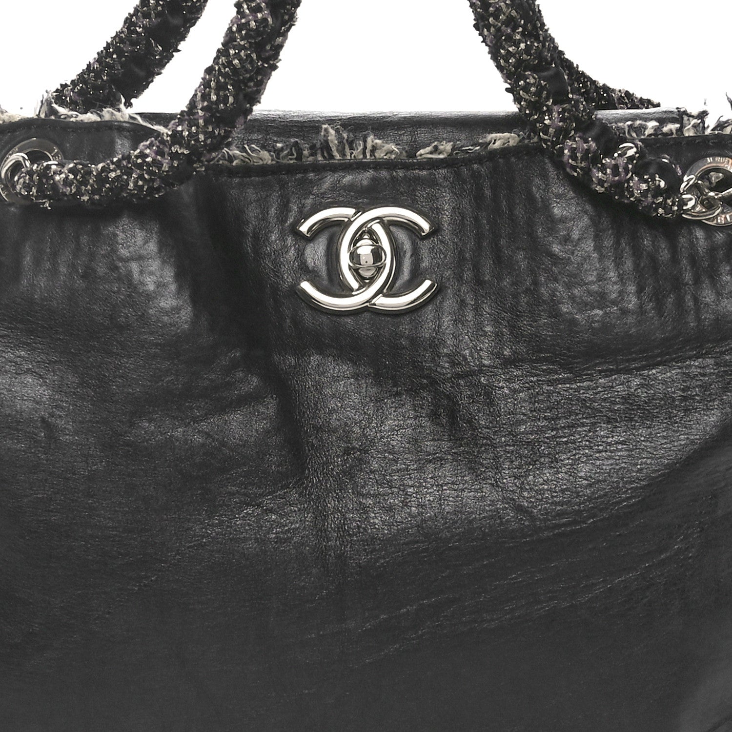 Chanel Glazed Calfskin Tweed Tweedy Shopping Tote Black 8 of 11