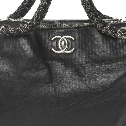 Chanel Glazed Calfskin Tweed Tweedy Shopping Tote Black 8 of 11