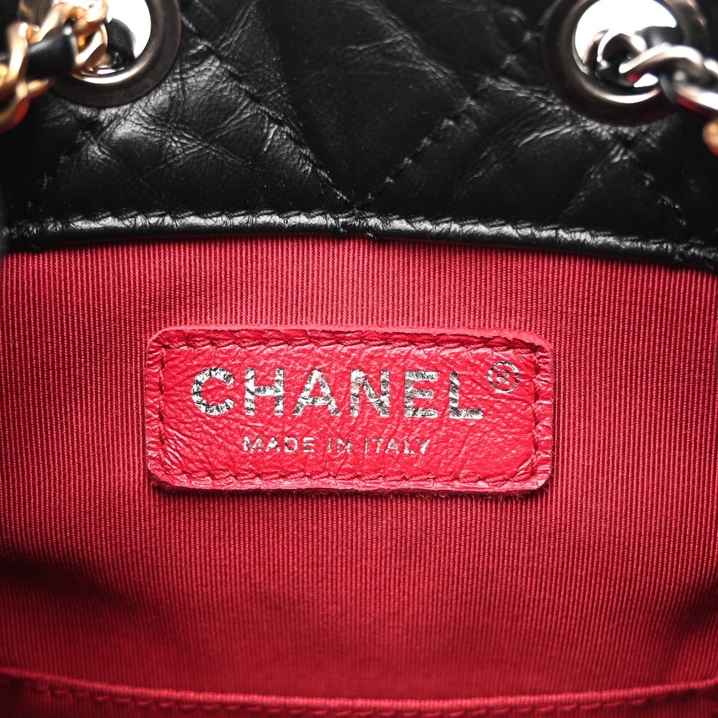 Aged Calfskin Quilted Gabrielle Backpack Black