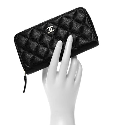 Chanel Caviar Quilted Small Zip Around Wallet Black 2 of 9