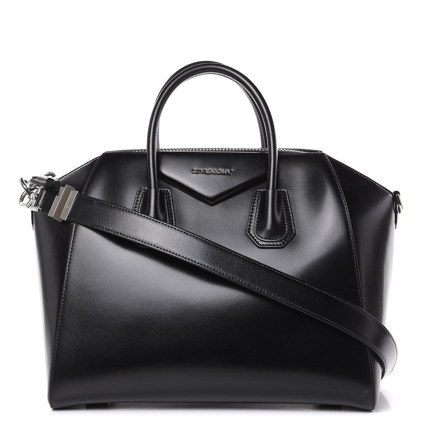 Shiny Lord Calfskin Medium Antigona Black