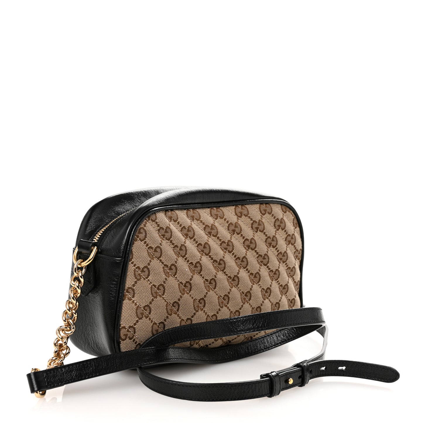 Monogram Matelasse Diagonal Small GG Marmont Chain Shoulder Bag Beige Black