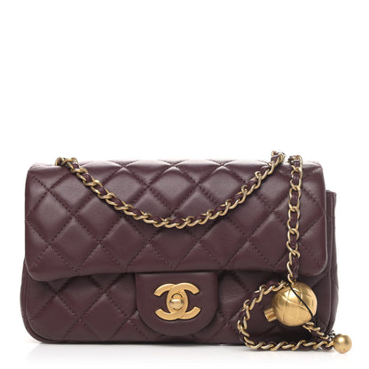 Chanel Lambskin Quilted Mini Rectangular Pearl Crush Flap Burgundy 1 of 4