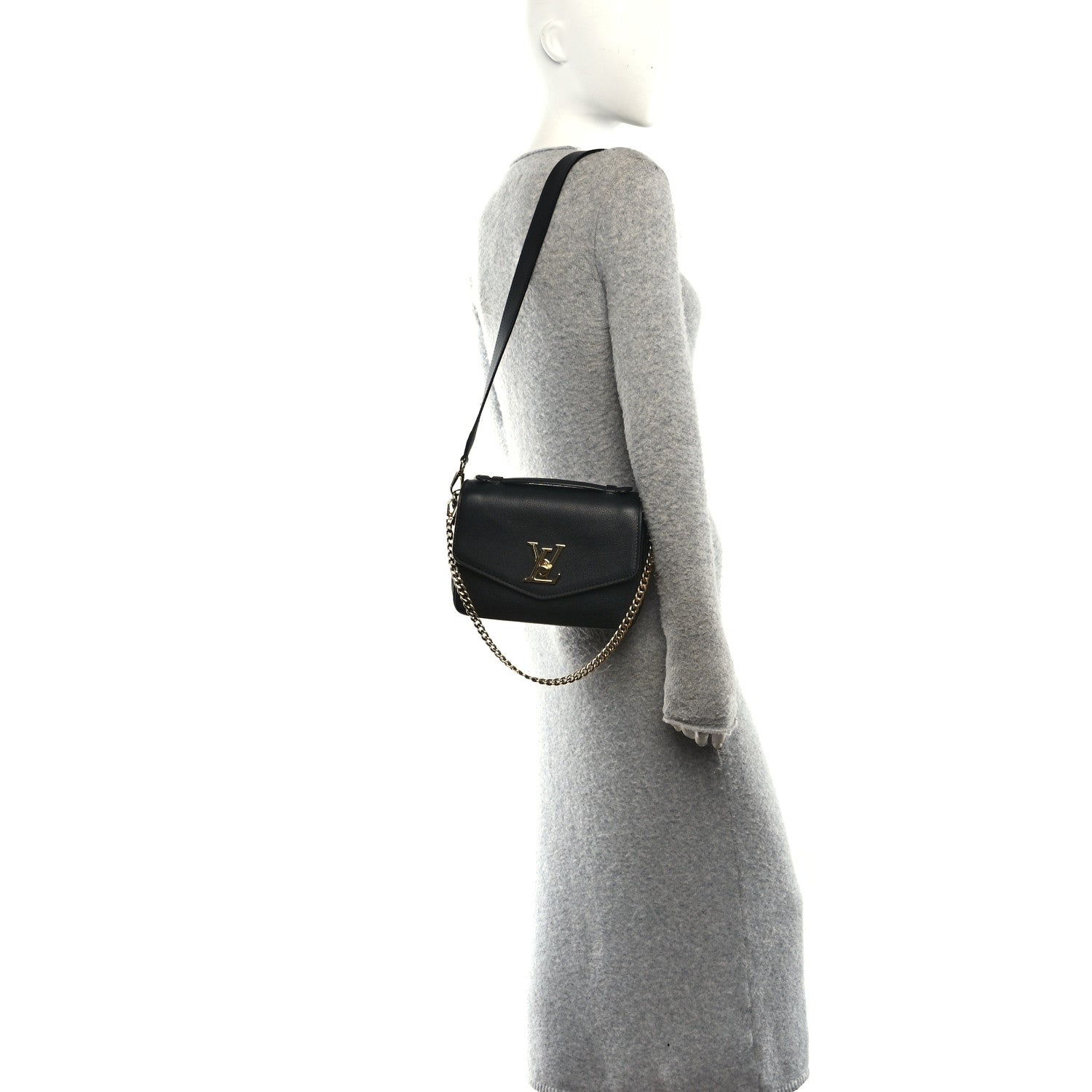 Louis Vuitton Grained Calfskin Lockme Oxford Black 2 of 10