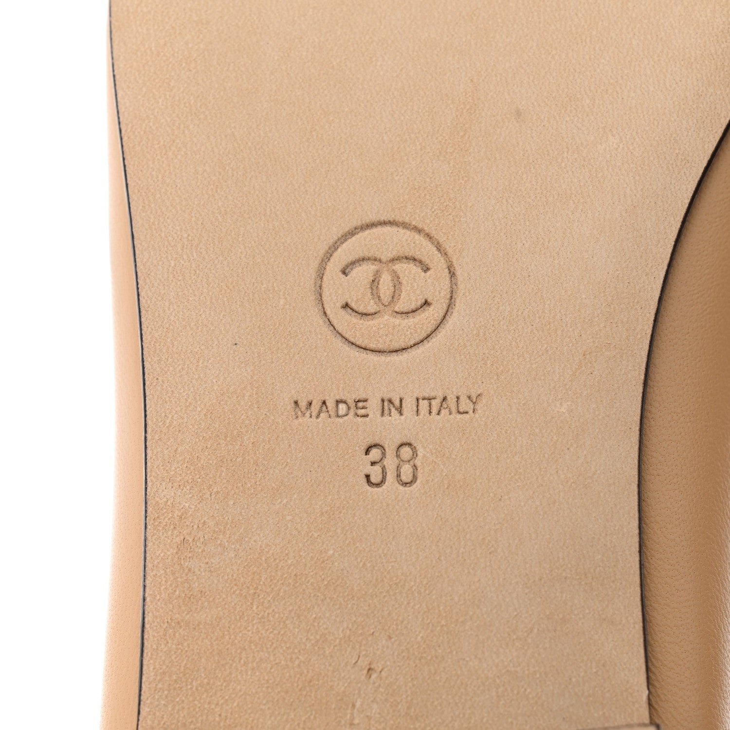 Chanel Lambskin Cap Toe CC Ballerina Flats 38 Beige Black 8 of 9