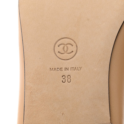 Chanel Lambskin Cap Toe CC Ballerina Flats 38 Beige Black 8 of 9