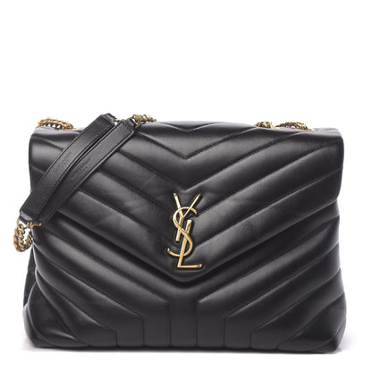 Saint Laurent Calfskin Y Quilted Monogram Medium Loulou Chain Satchel Black 1 of 9
