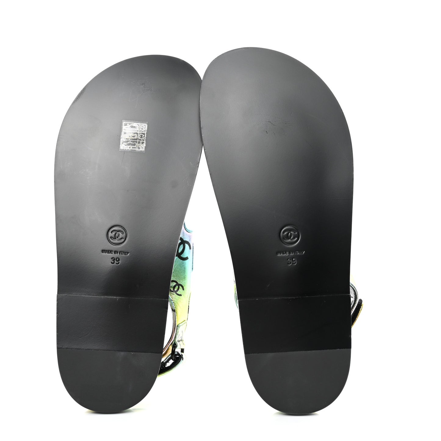 Laminated Lambskin Printed CC Dad Sandals 39 Multicolor
