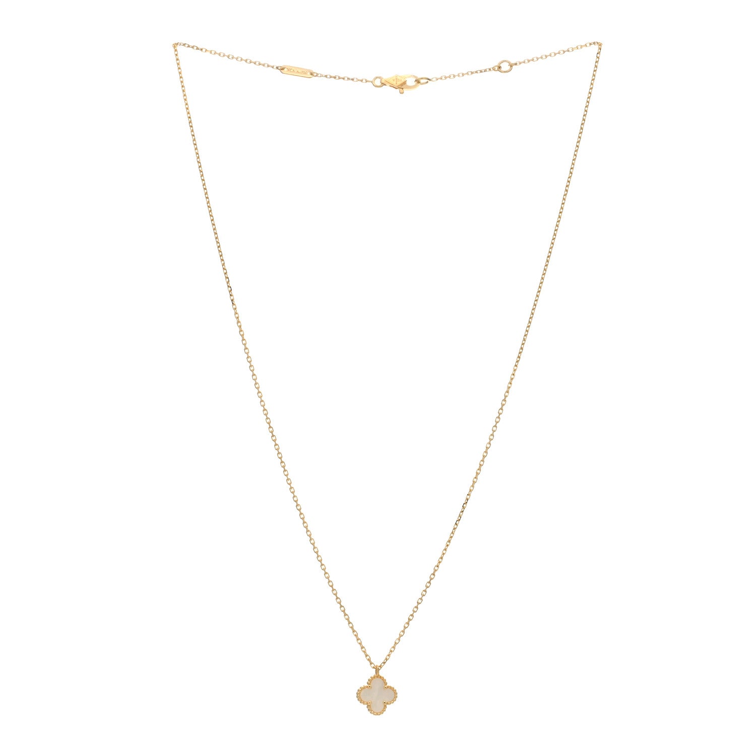 Van Cleef & Arpels 18K Yellow Gold Mother of Pearl Sweet Alhambra Pendant Necklace 2 of 3