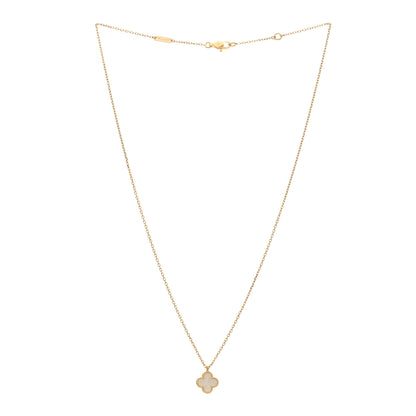 Van Cleef & Arpels 18K Yellow Gold Mother of Pearl Sweet Alhambra Pendant Necklace 2 of 3
