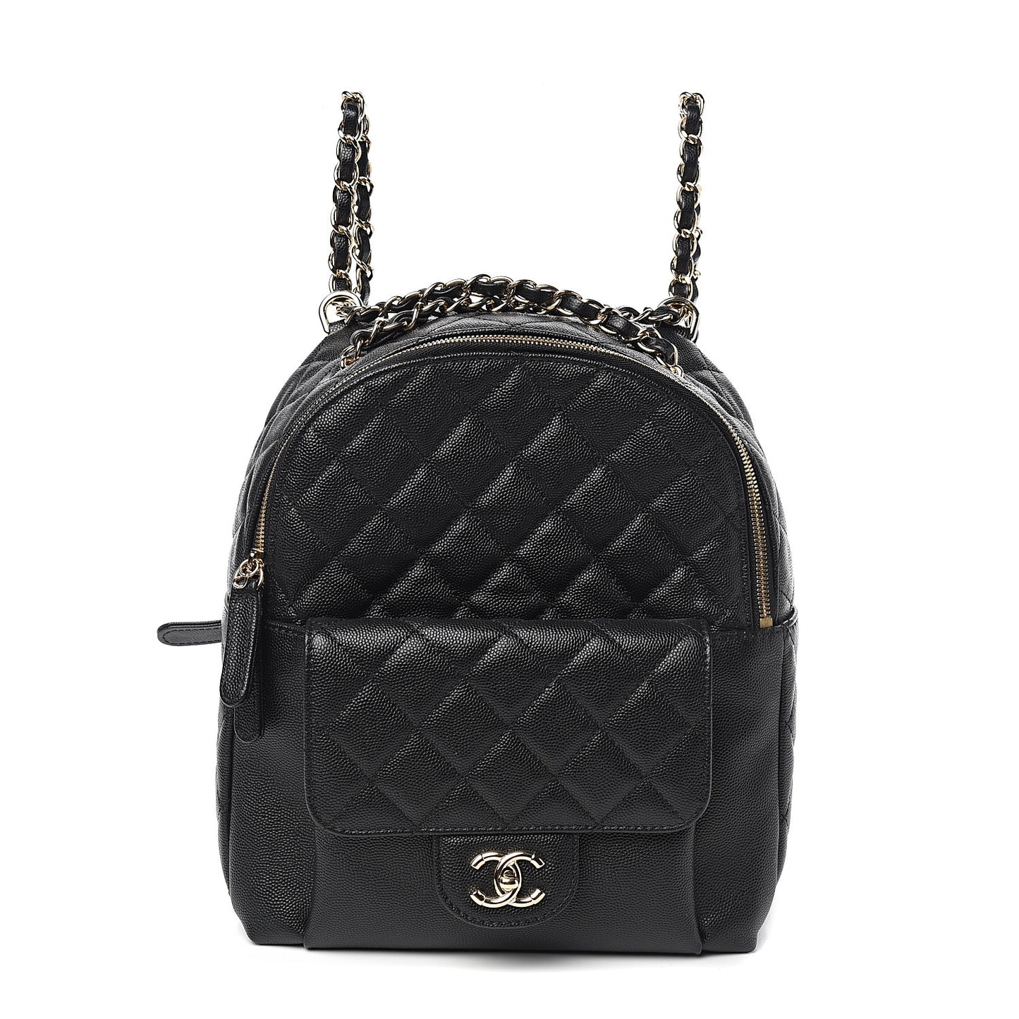 Caviar Quilted Medium Zip Around Backpack Black