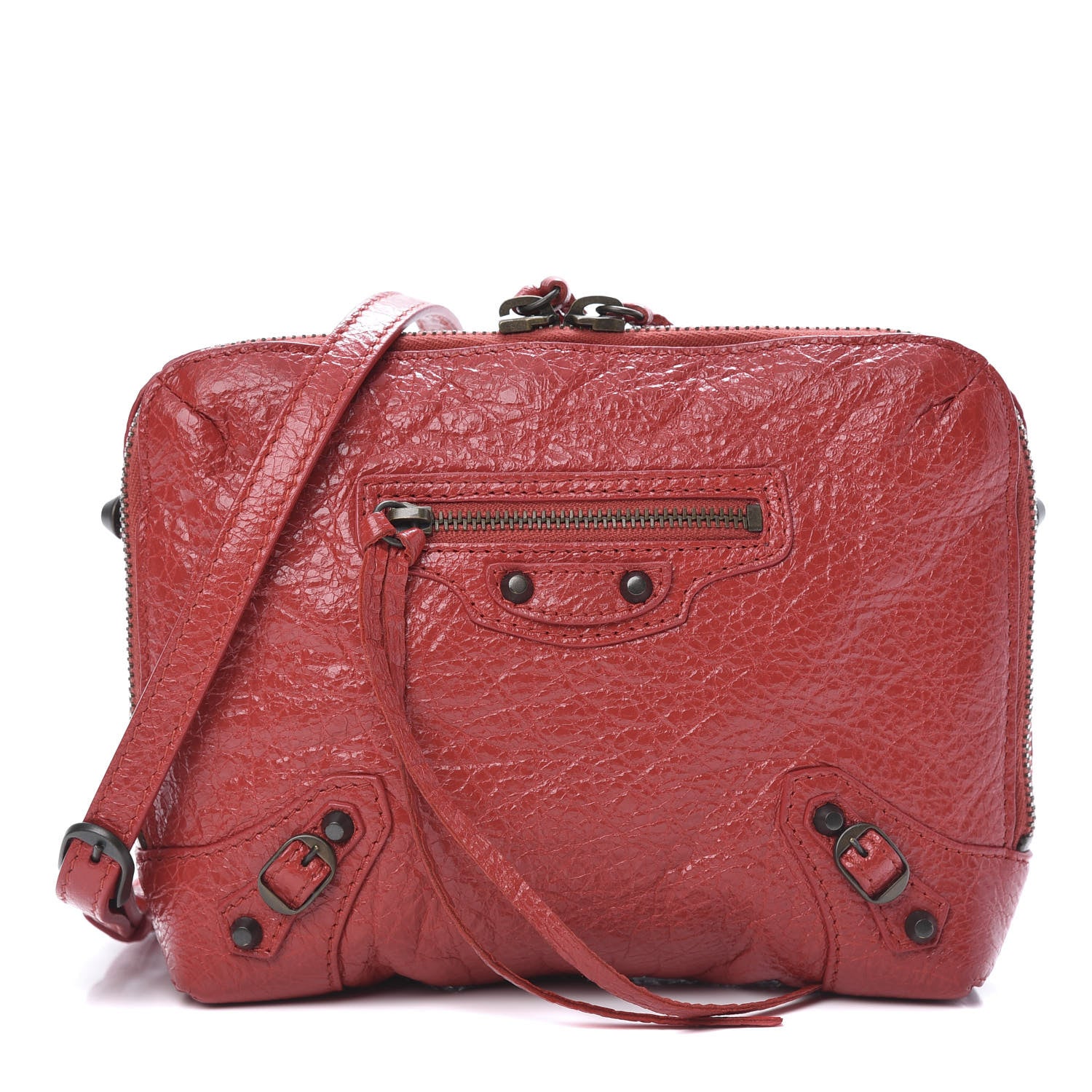 Balenciaga Agneau Classic Hardware XS Reporter Crossbody Rouge Tango 1 of 10