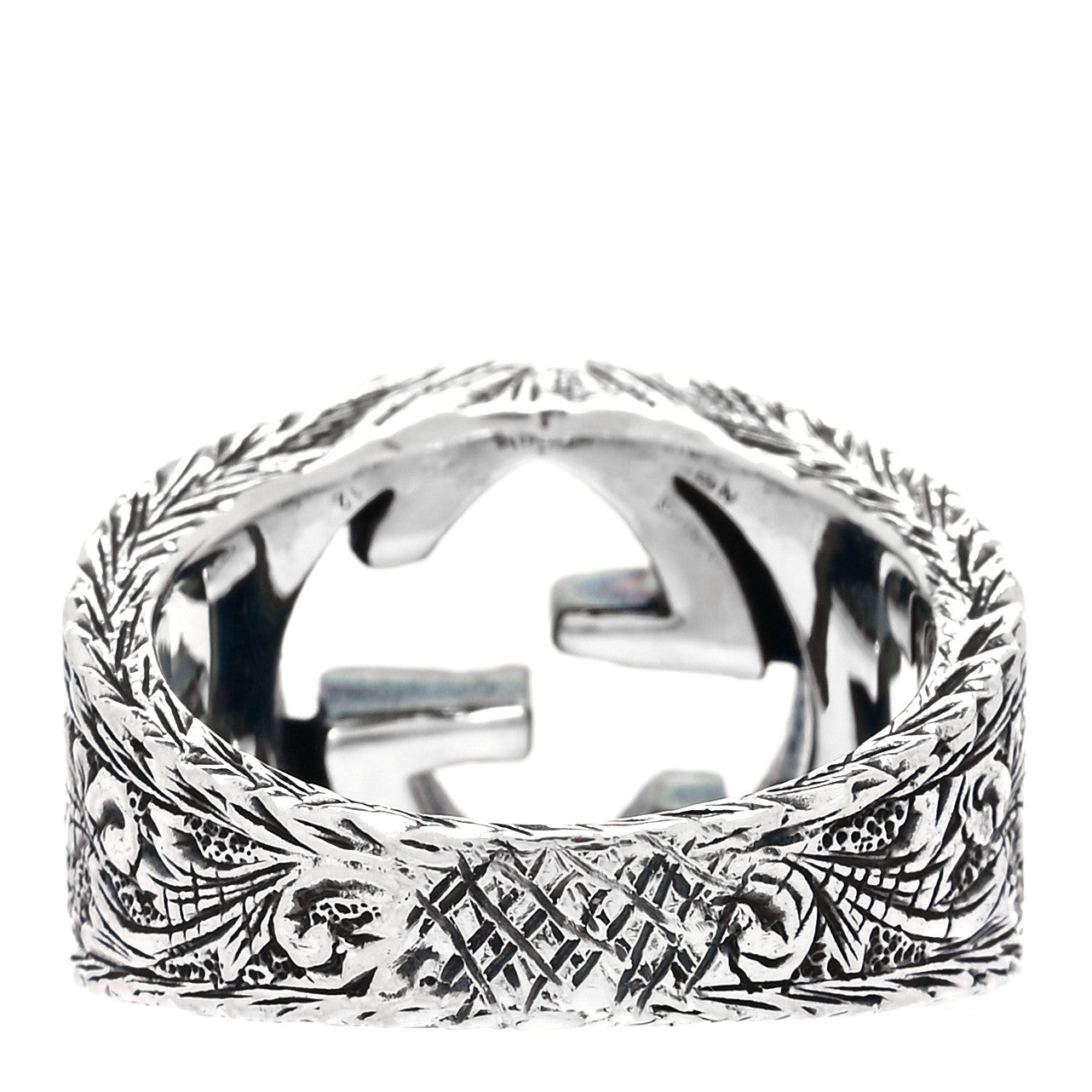 Gucci Sterling Silver Interlocking GG Signet Ring 52 6 3 of 5