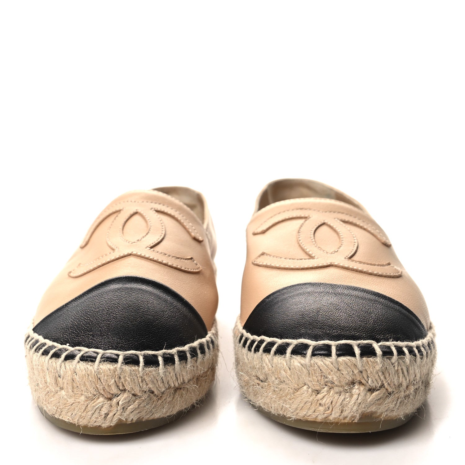 Chanel Lambskin CC Espadrilles 35 Beige Black 2 of 9